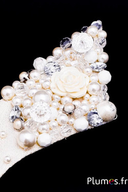 Colletto perle - lung. 60 x 10 cm - crema  